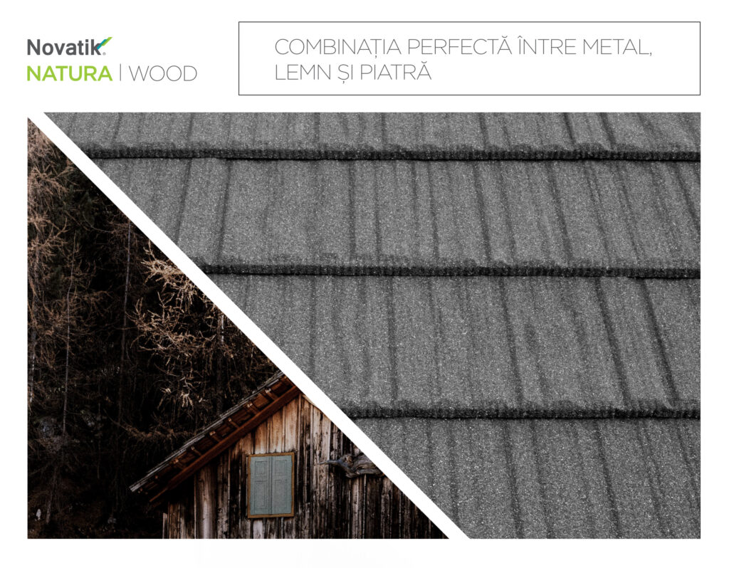 Țiglă metalică cu acoperire de rocă vulcanică Novatik Natura